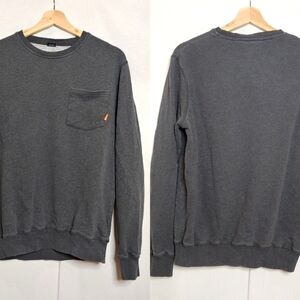 Poler Crew Neck Pocket Sweatshirt Pullover Cotton Blend Neutral Gray Small S‎